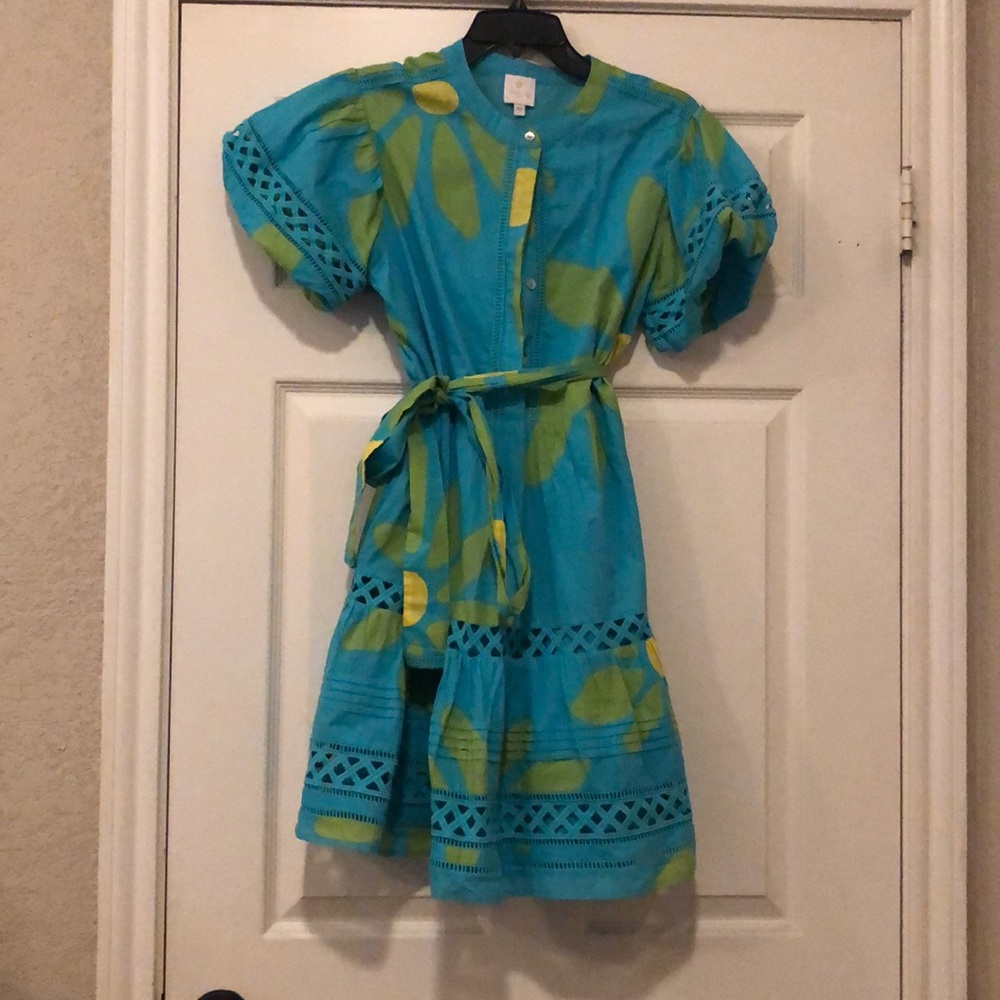 Blue and Green JMarie dress, size XS. Only worn once!